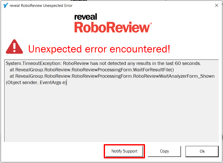 RoboReview unexpected error occurred