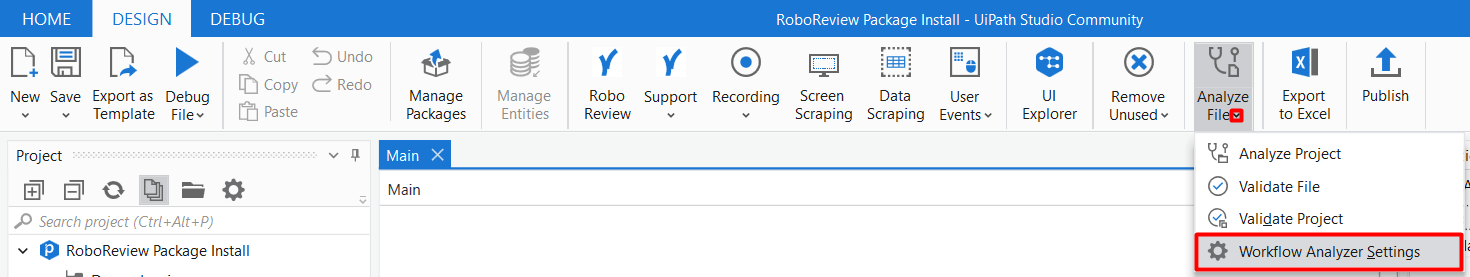 Workflow Analyser Settings