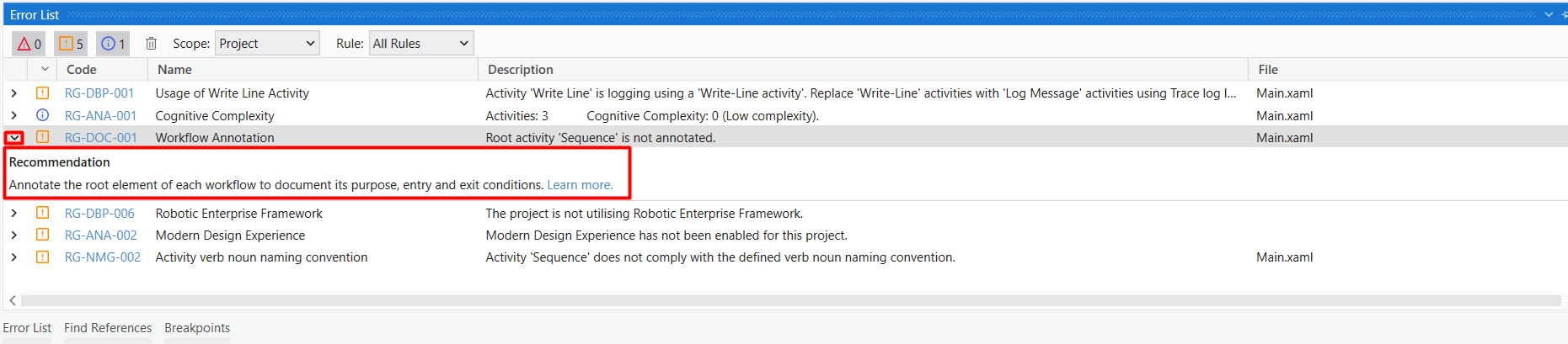 RoboReview project rule recommendation